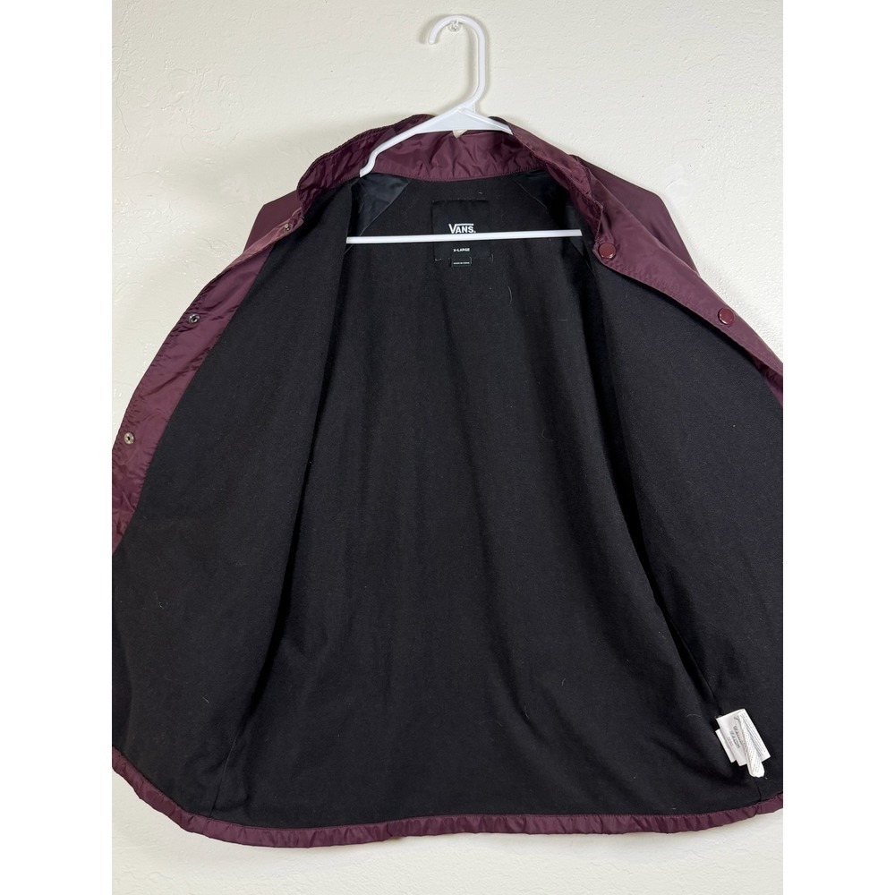 Vans Maroon Burgundy Mens Fleece Lined Windbreaker Logo Torrey Coaches Jacket XL - Picture 4 of 11